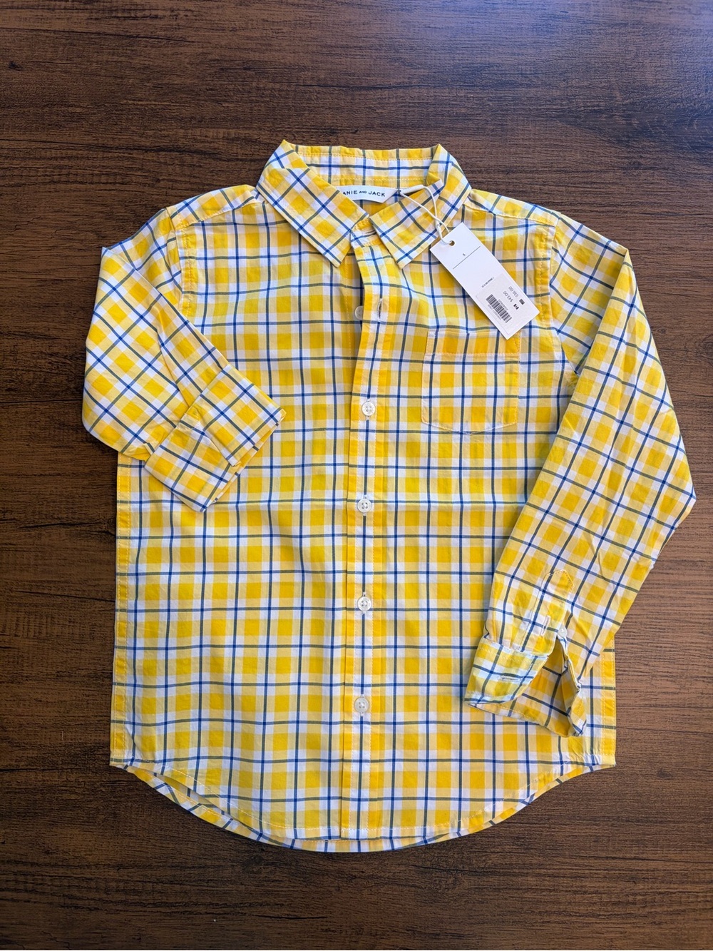 Janie and Jack Yellow Plaid Button-Down Shirt with Blue Accents